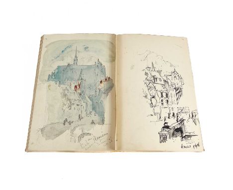 TILDEN, Philip (architect) A historic architectural sketchbook.  Fifty two graphite drawings and four watercolours, a well-tr