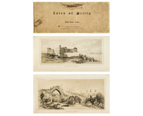 Lady Sophia Tower. 'Sketches in the Isles of Scilly,'  Original printed card wraps, eight lithograph plates, some sporadic sp