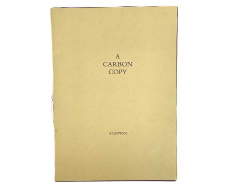 Andrew Lanyon (1947) 'A Carbon Copy'  First edition, limited to 150 copies this being number 9, signed by the author, colour 