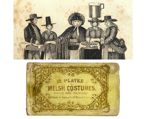 'Welsh Costumes' Twelve uncoloured lithograph plates, oblong 8vo, original publishers thin card wraps with nibbles and staini