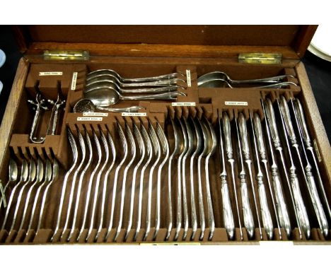 Forty six piece Walker and Hall vintage silver plated canteen of cutlery. This lot is not available for in-house P&amp;P 