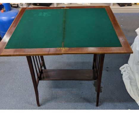 An early 20th century fold top card table 75cm x 61cm unfolded Location: A2FIf there is no condition report shown, please req