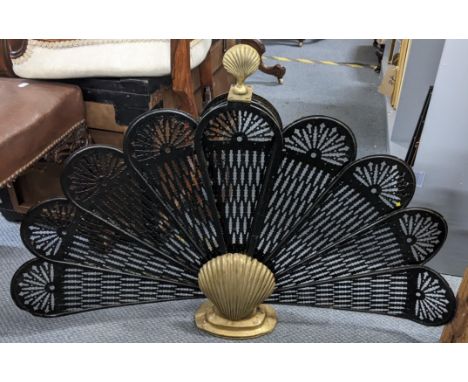 A 20th century brass peacock fire place screen, 65cm h x 93cm wLocation:If there is no condition report shown, please request
