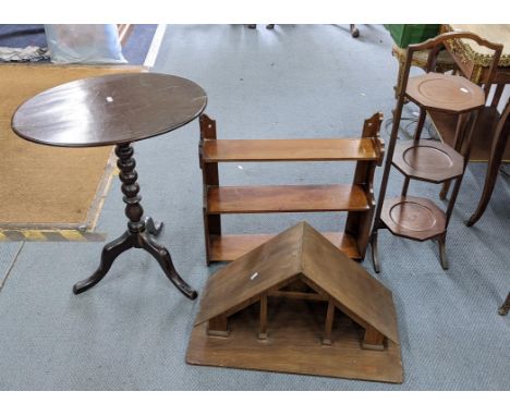 A mixed lot to include a bobbin turned occasional table, cake stand and other itemsLocation:If there is no condition report s
