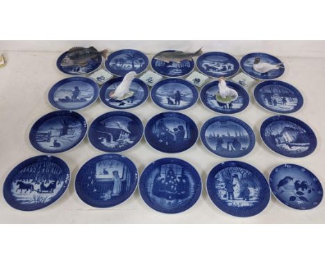 Royal Copenhagen Christmas plates, four little trinket dishes and five animal figurines.Location: 7-2If there is no condition