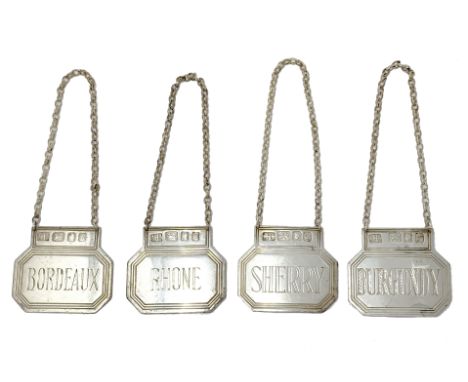 A SET OF SIX WINE LABELS, JOHN HARVEY &amp; SONS LTD. OF BRISTOL, LONDON, 1960-62 each chained bottle ticket of bag-like outl