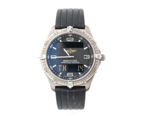 BREITLING, AEROSPACE REPETITION MINUTES, REF.E65062: A GENTLEMAN'S TITANIUM WRISTWATCH, CIRCA 1997 quartz movement, grey dial
