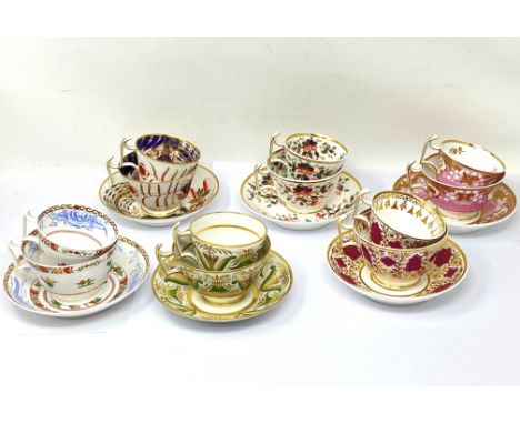 A GROUP OF SIX SPODE TRIOS, CIRCA 1815 London shape, painted in the following patterns: '3575', '3573', '3618', '2638', '770'