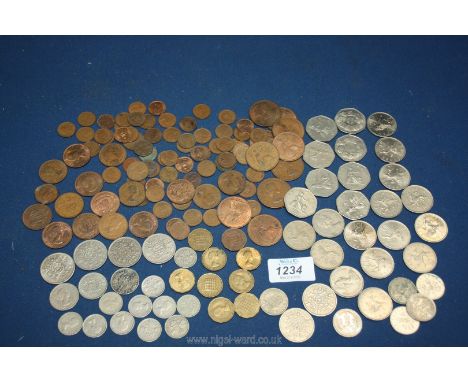 A quantity of Elizabeth II coins including 1973 Ring of Hands 50p's, pre decimal and decimal coinage.