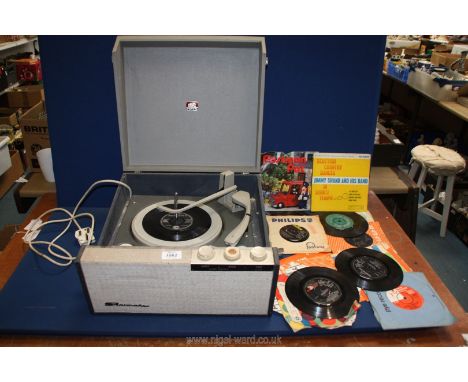 A Perdio Starmaker All Transistor record player plus a quantity 45 rpm records, a/f.