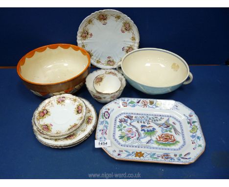 A Susie Cooper two handled dish (having cracks), a Myott &amp; Sons bowl, Mason's sandwich plate and part Park Place Teaset i