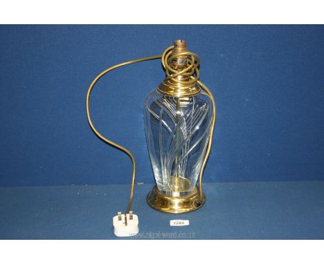 A glass table lamp, 14'' tall.