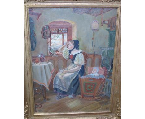 M.J.W. Patterson - Collection of original oils to include; portrait and interior studies