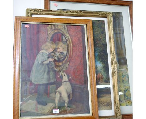 Birds eye maple framed Pears print, and two others (3)