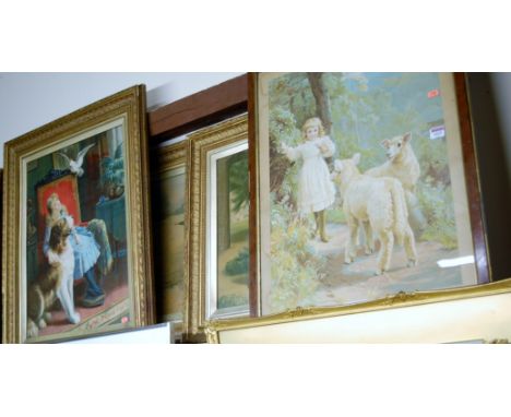 A framed Pears print 'Stray Lambs', together with three others (4)
