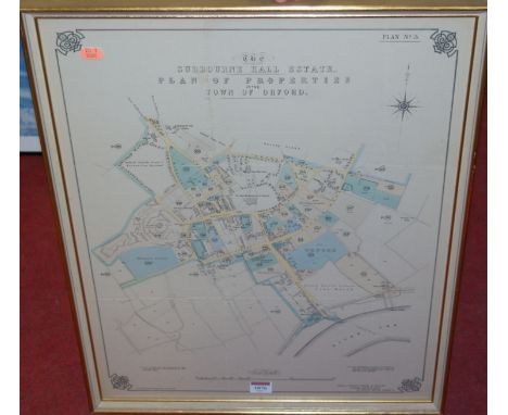 A framed Ordnance Survey plan of the Sudborne Hall estate in the town of Orford 