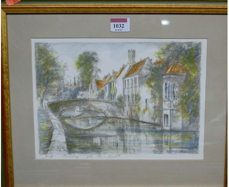 Johny de Witte - Bruges, lithograph, signed and titled in pencil to the margin, further numbered 73/300, 20x29cm