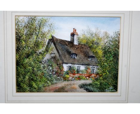 R Siger - Cottage at Edwardstone, ink and watercolour, signed lower right, one other by the artist - The Bell at Woolpit, and