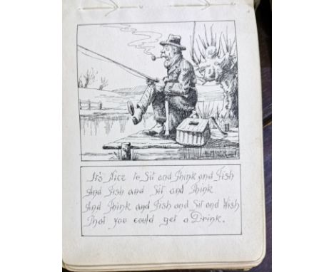 A 1920's keepsake album including a Fisherman with verse, portrait of Churchill, HMS Rodney 1942 and a selection of other alb