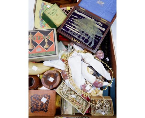 A 19th century rosewood cased Geometry set; a selection of collectable items and brick a' brack; conical carved shell napkin 