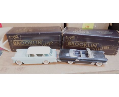 2 Brooklyn collection 1/43 scale model vehicles ''1955 Chevrolet Nomad Estate''; ''1958 Pontiac Bonneville Convertible'' (ori