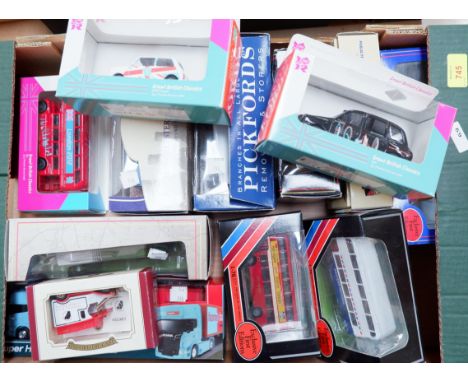 Three London Olympic 2012 diecast toy cars, various other collectable cars and 10 exclusive First Edition buses