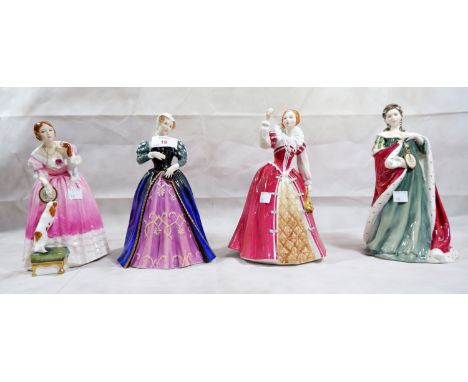 4 Royal Doulton ''Queens of the Realm'' figures - Queen Victoria HN3125, Queen Anne HN3141, Queen Elizabeth HN3099, Mary Quee