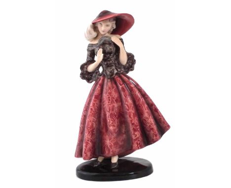 Goldscheider 1930s Art Deco figure, modelled as a lady in crinoline dress, designed by Claire Weis impressed marks including 
