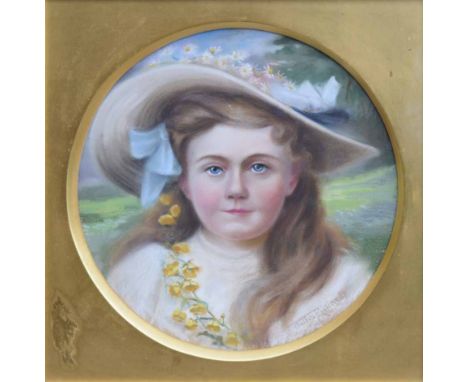 Walter Richards, 19th/20th century,  "Little Buttercup" - Portrait of a girl, signed and dated 1906, titled on artist's label