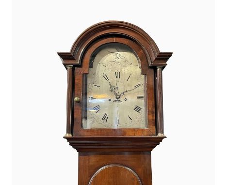 A George III walnut eight day longcase clock, the arched silvered dial signed L.Truscott, Truro, with two weights and a pendu