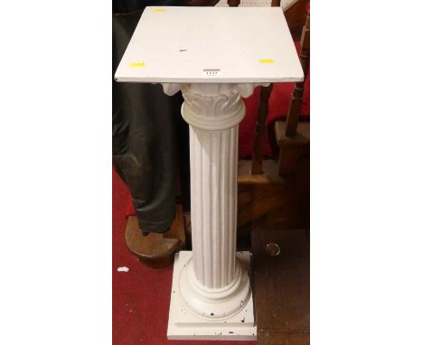 A painted wood jardiniere stand, having fluted column to square step base, height 112cm