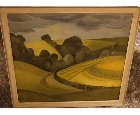 Assorted contemporary works to include Lucie Grant - Valley and trees, Gloucestershire, acrylic on canvas, signed with monogr