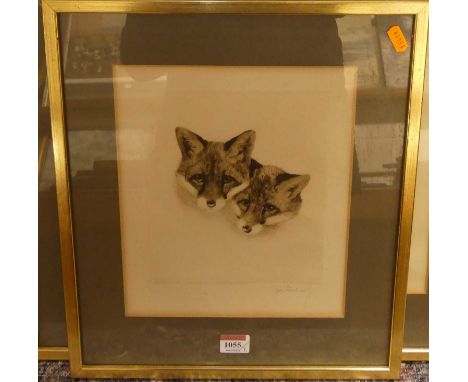 Mid-20th century school - Study fo a donkey, etching, indistinctly signed in pencil to the margin, 39 x 30cm; together with a