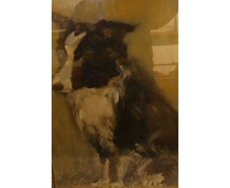 G.E. Roberts - Study of a Border Collie, oil, signed and dated 1969 lower left, 49 x 33cm; together with a topographical lith