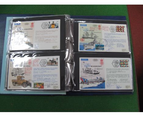 Forty Flown GB Covers Celebrating Postal Transport Through the Ages, including foot, horse carriage etc, and Battle of Britai