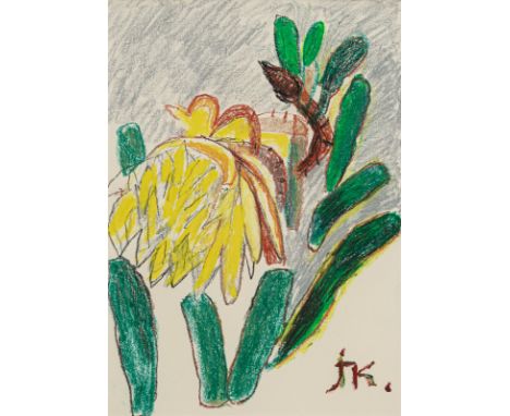 Kerkovius, IdaRiga, 1879 - Stuttgart, 197041 x 29 cm, R."Gelbe Kaktusblüte", 1968. Farbkreide auf Papier. In Farbkreide unten