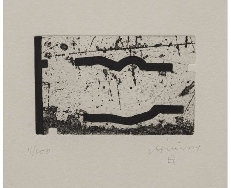 Chillida, EdouardoSan Sebastián, 1924 - 2002Blattgröße: 43,5 x 35,5 cm; 8,8 x 13,8 cm, R.Ohne Titel, 1998. Radierung auf Bütt