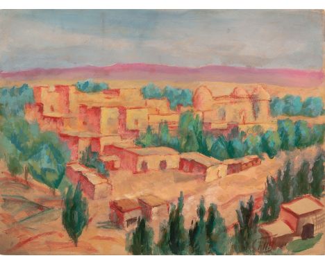Kusma S. Petrow-Wodkin (?)27 x 35 cm, R."Oase", 1920er. Gouache und Tempera auf Papier. In Gouache unten rechts signiert sowi