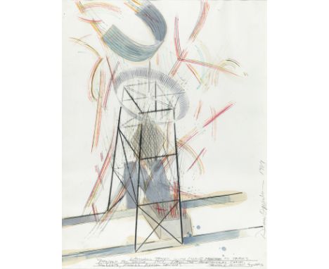 Oppenheim, DennisElectric City, Washington, 1938 - New York City, 2011126 x 96 cm, R."Launching tower with mobile mortars and