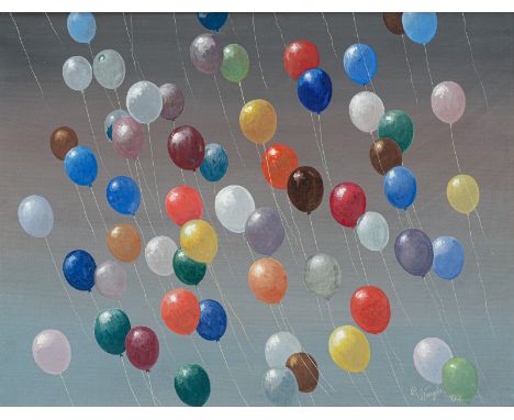 Nägele, ReinholdMurrhardt, 1884 - Stuttgart, 197235 x 44 cmLuftballons, 1942. Tempera auf Leinwand, auf Karton aufgelegt. In 