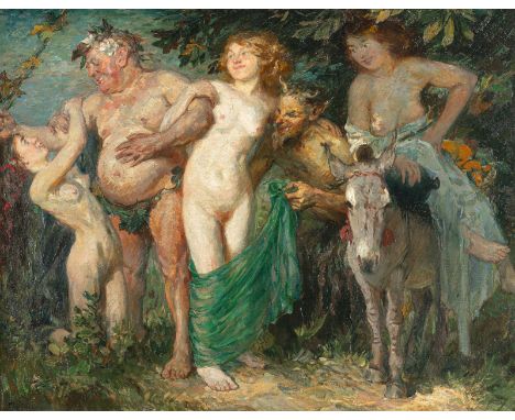 Leyde, KurtBerlin, 1881 - 194177 x 100 cm, R.Fröhliche Bacchanten. Öl auf Leinwand. In Öl unten links signiert.Privatbesitz, 