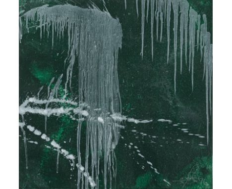 Steir, PatNewark/New Jersy, geboren 1940Je 61 x 61 cm, R.2 Bl.: Blue waterfall, 1996; Green waterfall, 1996. Farblithografie 