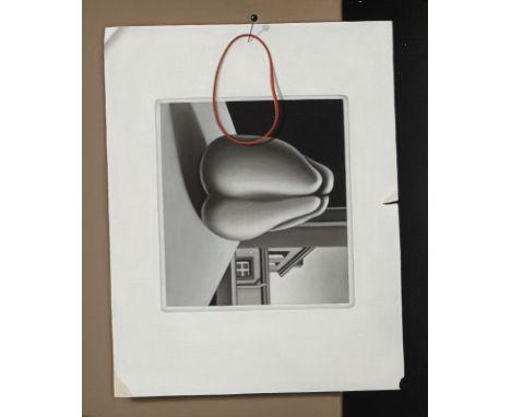 Langkafel, KlausOberhausen, 1941, Karlsruhe, 200723 x 27,5 cm, R.Trompe l'oeil mit Foto und rotem Gummiring, 1982. Öl auf Lei