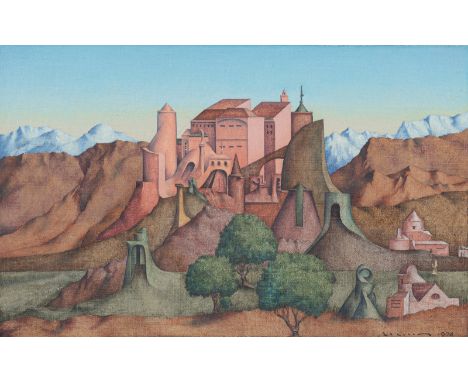 Arndt, AxelBerlin, 1941 - Waiblingen, 19989,7 x 15,5 cm, R."Einsame Station", 1974. Aquarell und Gouache auf Papier. In Aquar