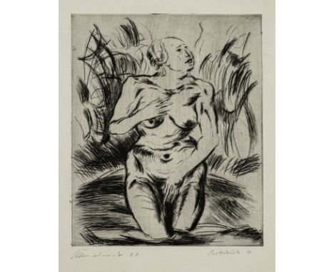 Kleinschmidt, PaulBublitz, 1883 - Bensheim/Bergstrasse, 1949Blattgröße: 34 x 25 cm; 22 x 17,5 cm, R.Badender weiblicher Akt, 