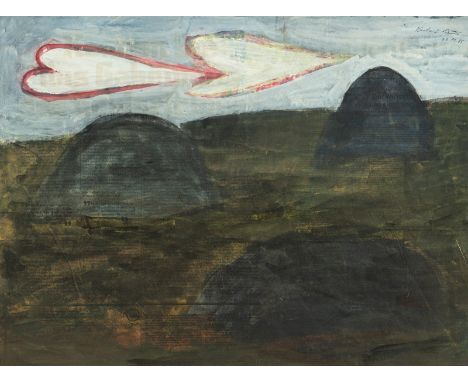 Achternbusch, HerbertMünchen, geboren 193848 x 64 cm, R.Landschaft, 1985. Gouache auf Zeitungspapier. In Bleistift oben recht
