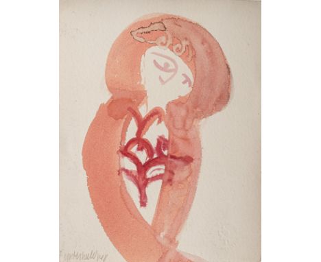 Grieshaber, HAPRot an der Rot, 1909 - Reutlingen, 198129 x 22,5 cm, R.Madonna, 1948. Aquarell auf festem Papier. In Bleistift