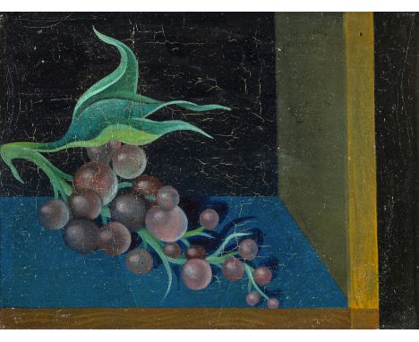 Hoerle, HeinrichKöln, 1895 - 193617 x 22 cm, R.Stillleben mit Trauben. Öl auf Karton. Rückseitig gestempelt "Heinrich Hoerle 