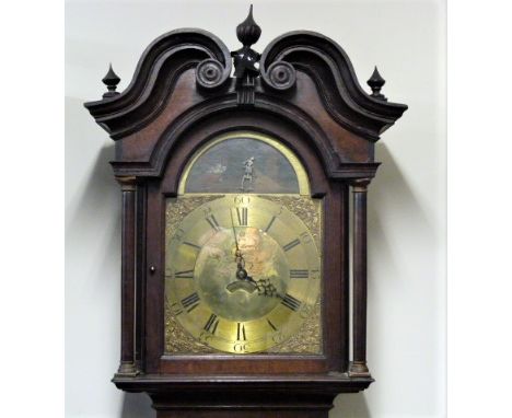 30 hour Automata longcase clock by John Lewis of Llanidloes. Arched brass dial with 'Set Thine House In Order For Thou Shalt 