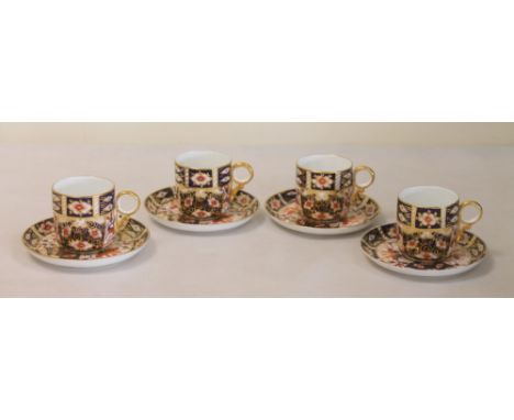 Set of four Royal Crown Derby Imari pattern coffee cups and saucers, patt. no. 2451. (8).